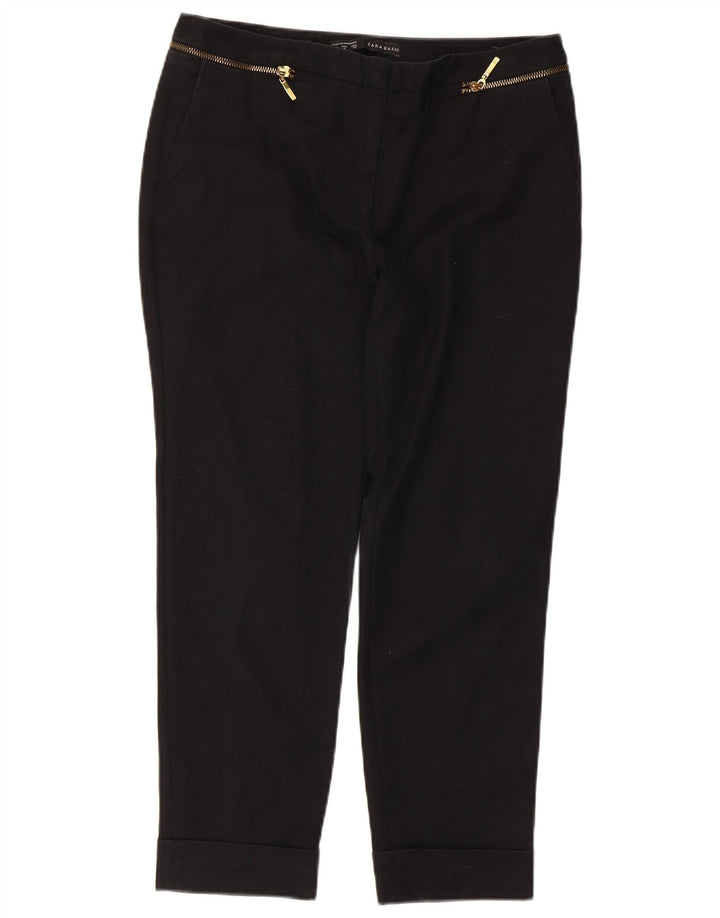 Calça feminina Zara cortada EU 40 médio W30 L24 algodão preto