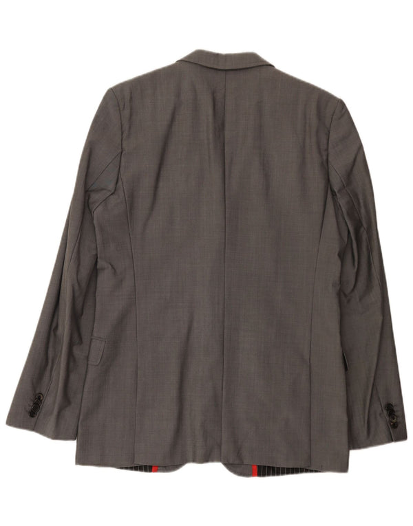Jaqueta Blazer Masculina Hugo Boss com 2 Botões EU 48 Lã Cinza Médio