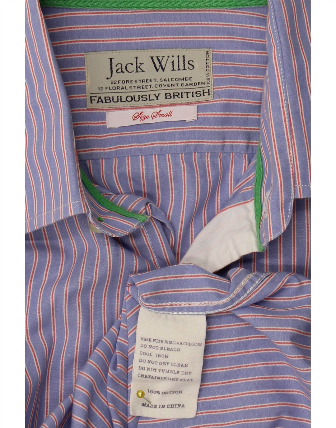 Camisa formal masculina Jack Wills pequena listrada azul de algodão