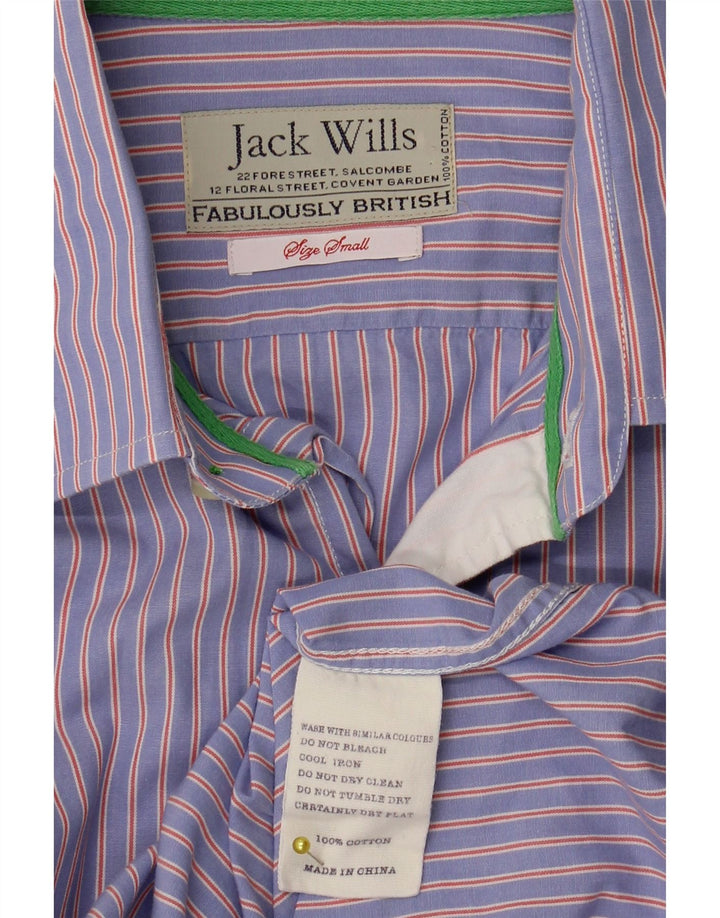 Camisa formal masculina Jack Wills pequena listrada azul de algodão