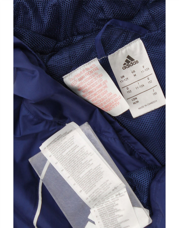 Jaqueta de chuva com capuz Adidas meninos 11-12 anos azul marinho nylon