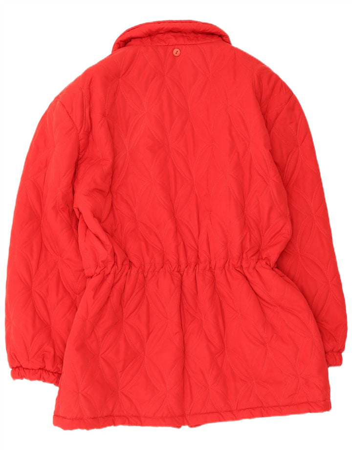 Casaco corta-vento acolchoado feminino vintage Reino Unido 14 viscose vermelha média