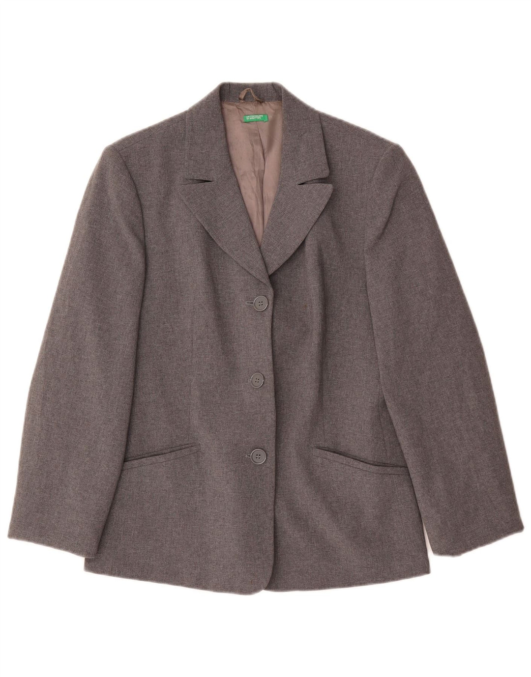 Jaqueta Blazer Feminina Benetton com 3 Botões IT 44 Poliéster Cinza Médio
