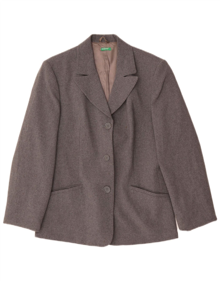 Jaqueta Blazer Feminina Benetton com 3 Botões IT 44 Poliéster Cinza Médio