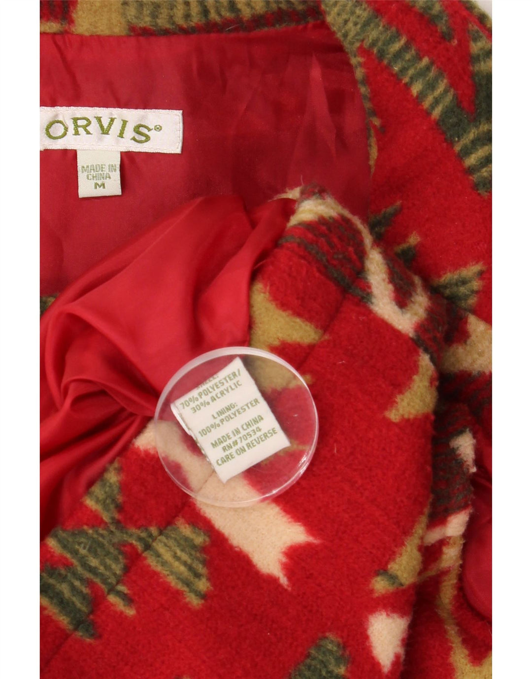 Orvis Womens Gilet UK 14 Médio Vermelho Geométrico
