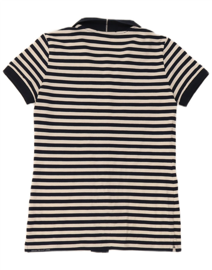 Blusa feminina Max Mara UK 10 pequena azul marinho listrada náutica