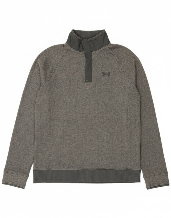 Suéter Under Armour Boys com gola e botão 11-12 anos grande cinza