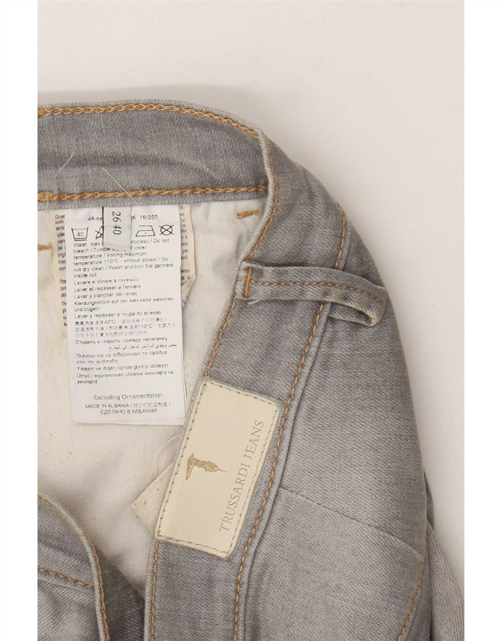 Trussardi Jeans femininos desgastados slim W26 L30 algodão cinza
