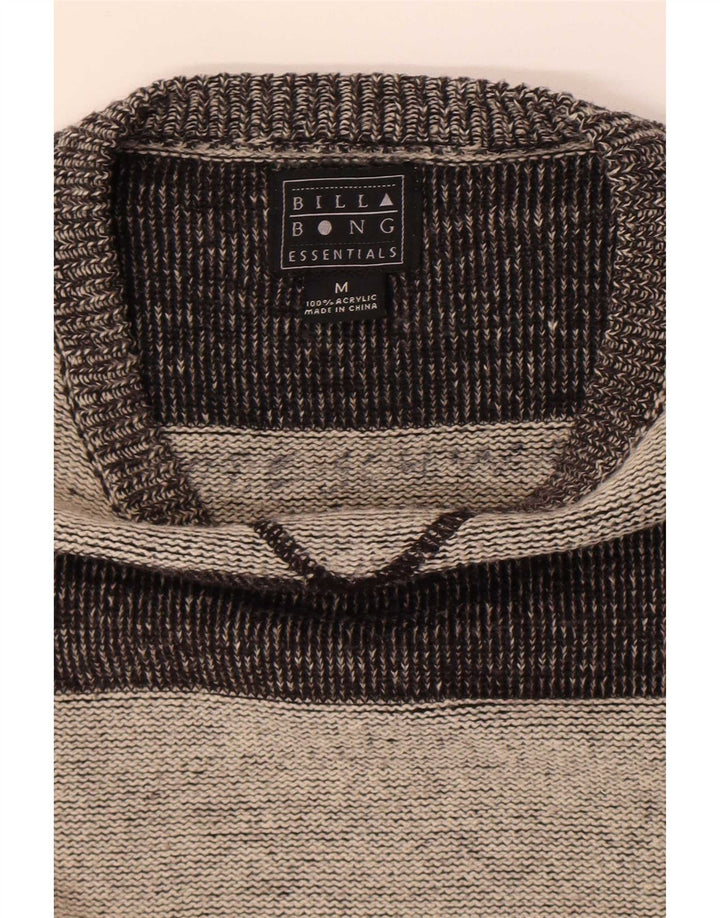 Suéter masculino Billabong com gola canoa e acrílico listrado cinza médio