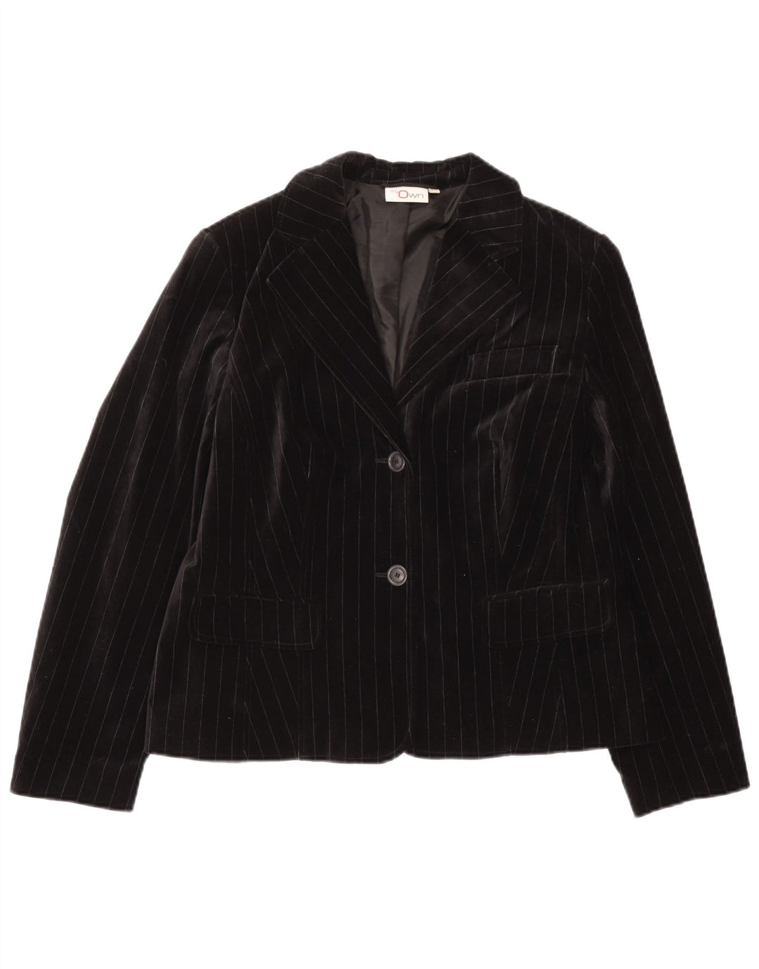 Jaqueta blazer feminina de veludo com 2 botões My Own IT 44 risca de giz preta média