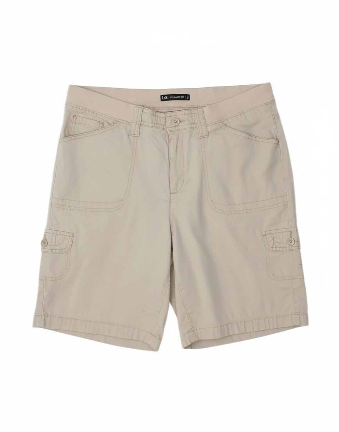Shorts cargo feminino LEE com ajuste relaxado US 14 XL W36 algodão bege