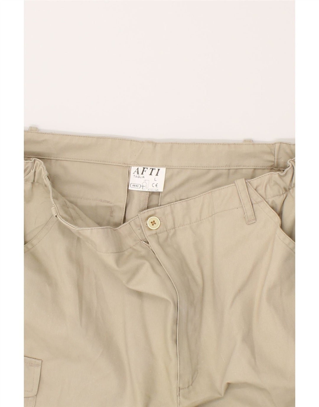 VINTAGE Mens Straight Cargo Trousers Large W34 L29 Beige Cotton Vintage Vintage and Second-Hand Vintage from Messina Hembry 