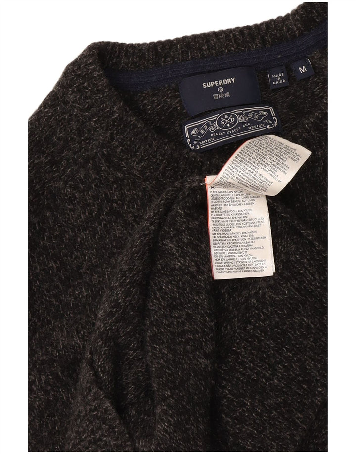 Suéter masculino Superdry com gola redonda e lã manchada cinza médio
