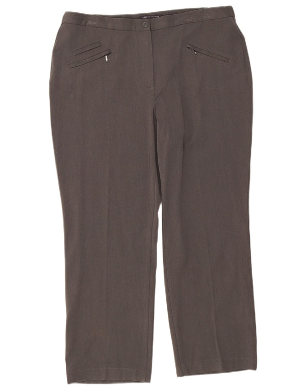 Calça feminina cortada reta Marks & Spencer Reino Unido 16 grande W34 L26 cinza