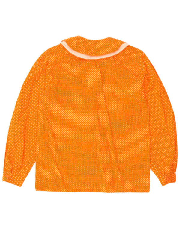 Camisa feminina Benetton UK 18 XL algodão manchado laranja
