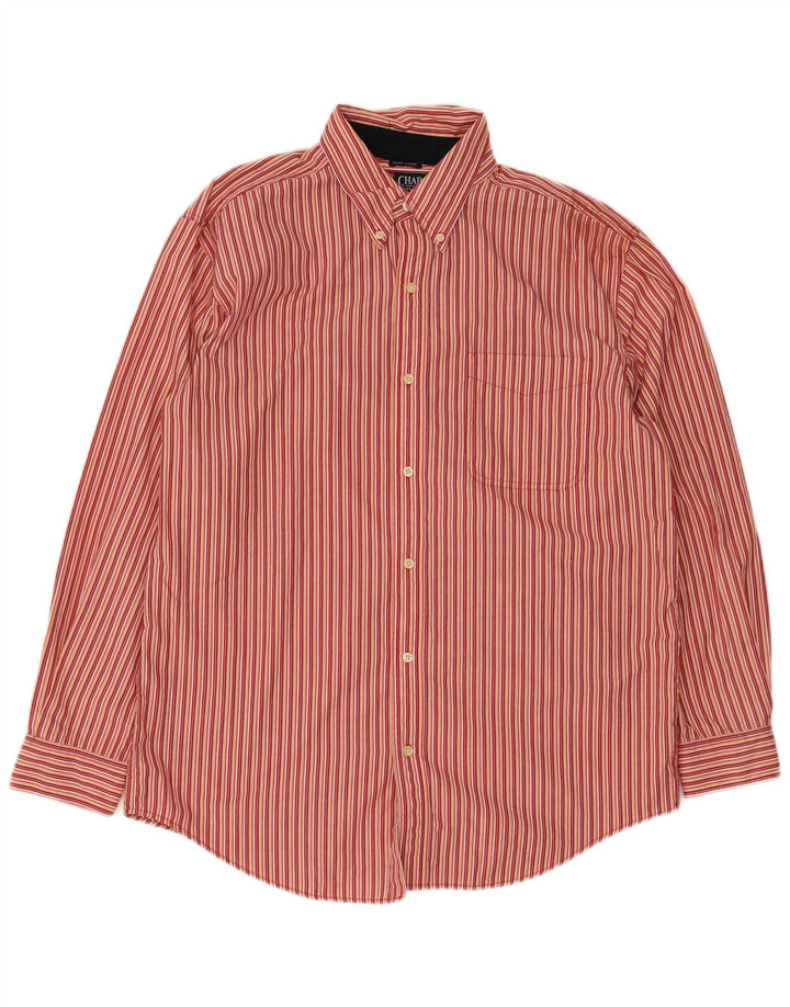 Camisa masculina Chaps Regular Fit grande algodão listrado vermelho