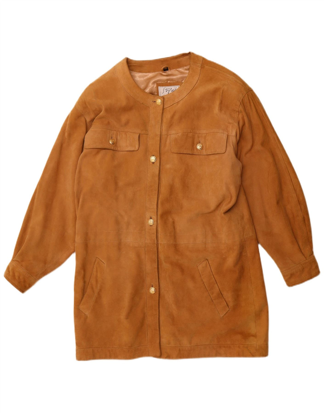 Sobretudo feminino de camurça grande YORN EU 40 couro bege médio