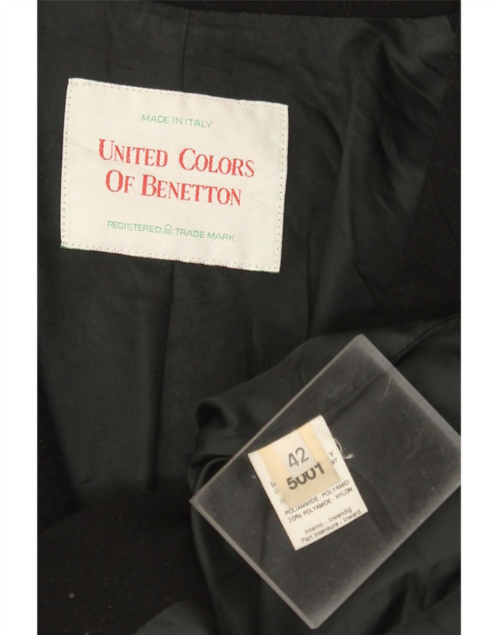 Jaqueta blazer feminina de 3 botões Benetton IT 42 lã preta média