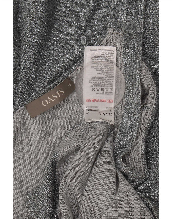 Top feminino Oasis Crop Cami UK 6 XS Silver Flecked Viscose