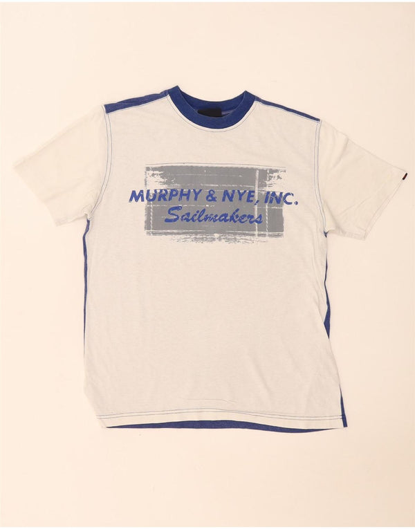 Camiseta gráfica masculina Murphy & Nye Top pequeno de algodão colorido branco