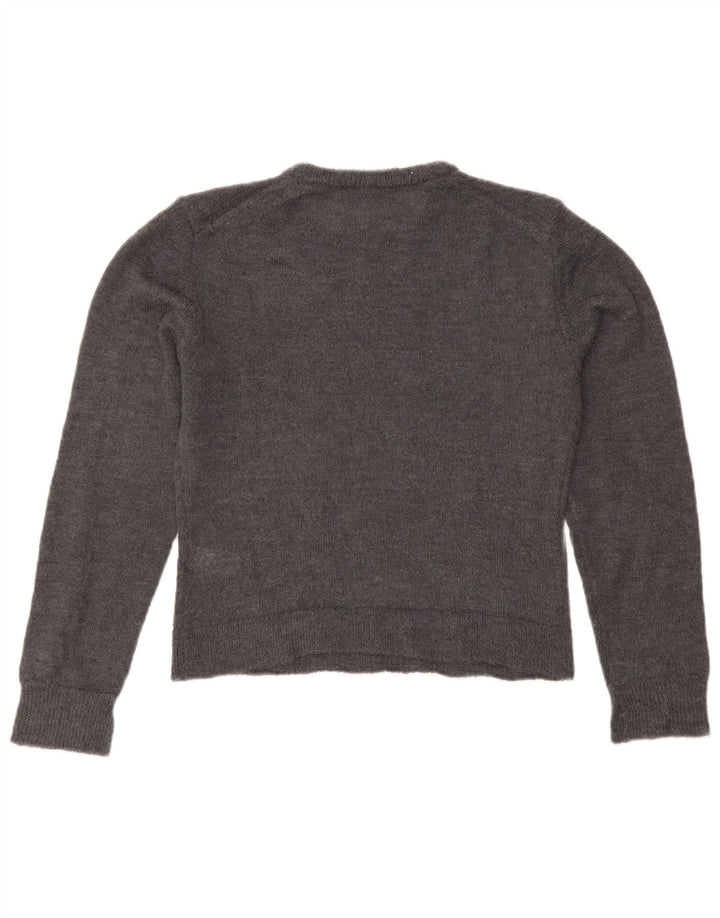 Suéter feminino Zara com gola redonda e gola redonda, Reino Unido 12 poliéster cinza médio