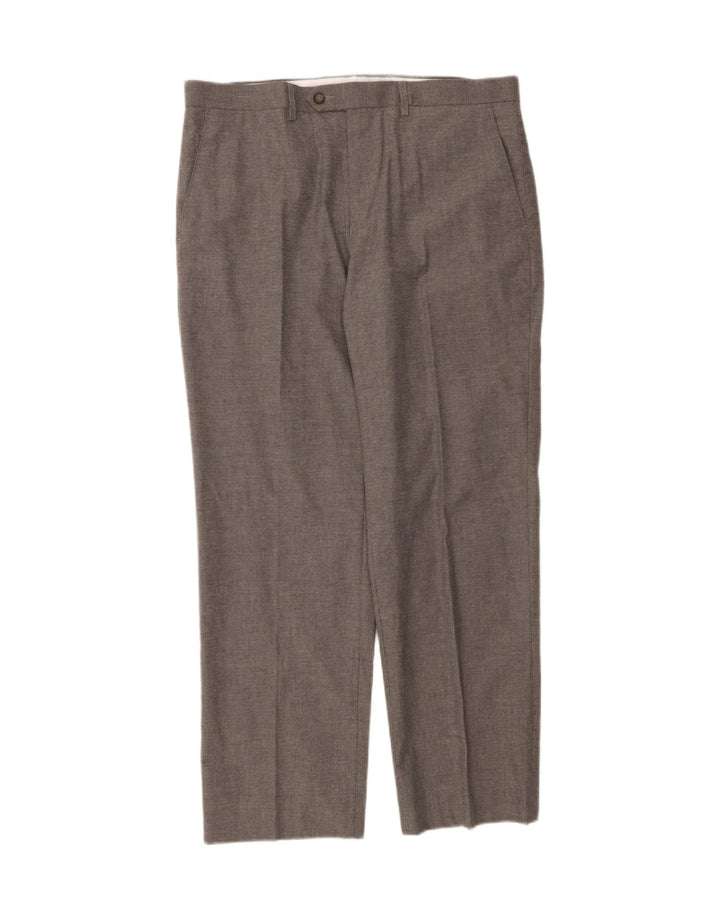 MARKS & SPENCER Mens Straight Casual Trousers  W36 L29 Grey Houndstooth Vintage Marks & Spencer and Second-Hand Marks & Spencer from Messina Hembry 