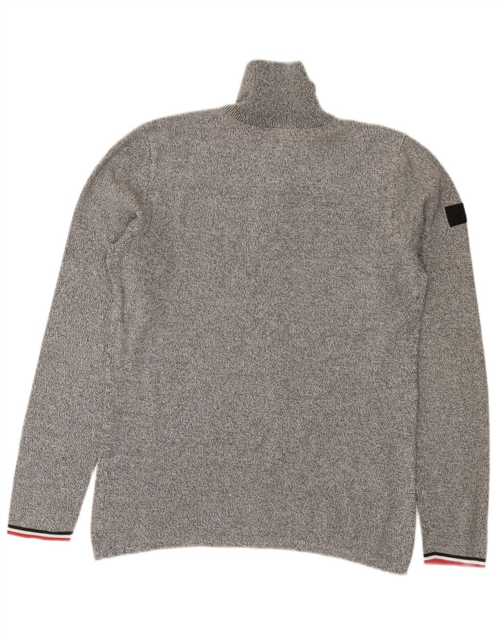 Suéter masculino Jack & Jones com zíper e gola pequena cinza manchado