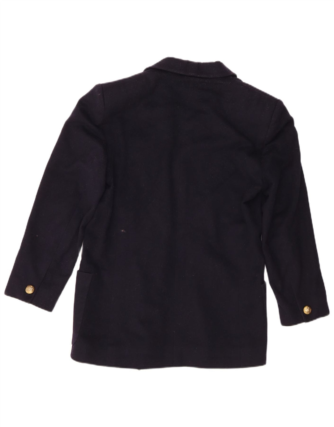 Jaqueta blazer feminina Jaeger com peito duplo UK 6 XS azul marinho nova lã