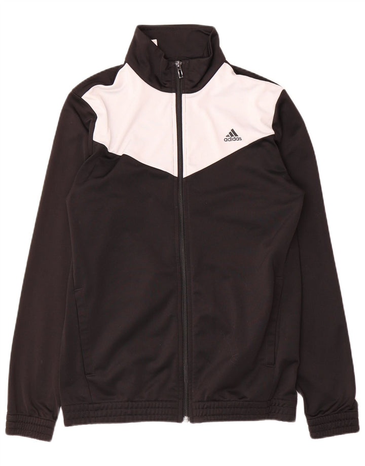 ADIDAS Meninos Tracksuit Top Jacket 14-15 Anos Preto Colorblock