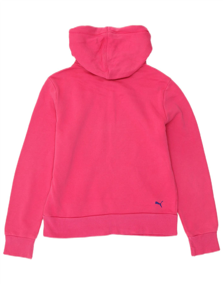 PUMA feminino gráfico moletom com capuz UK 12 médio algodão rosa