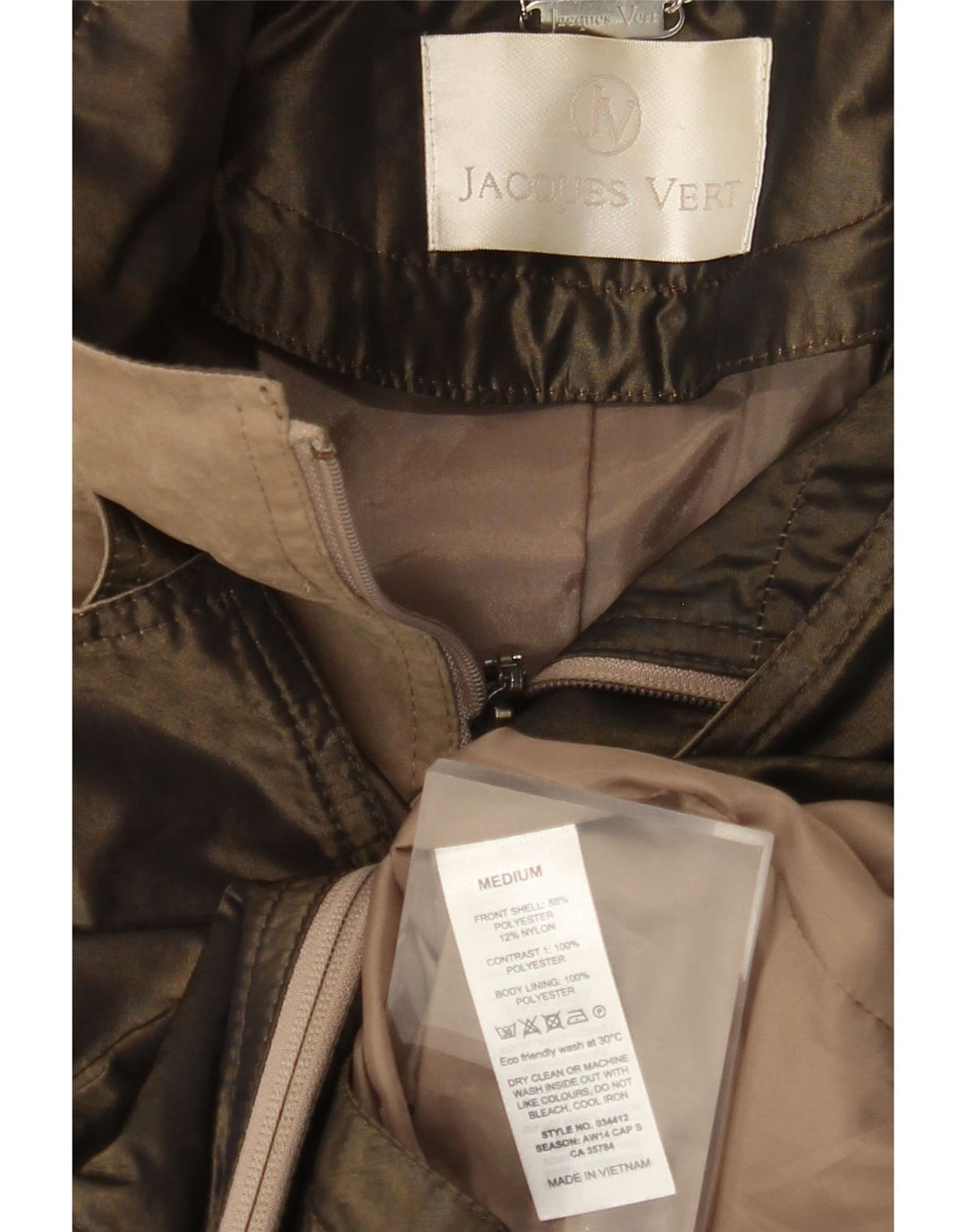 Sobretudo feminino JACQUES VERT UK 14 poliéster bege médio