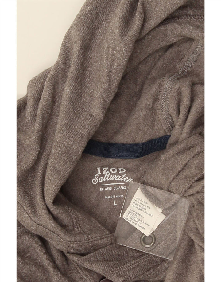 Suéter masculino com capuz de água salgada IZOD grande poliéster cinza