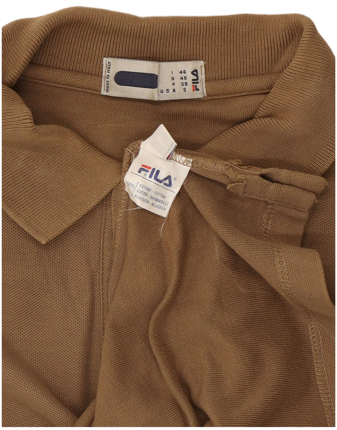 Camisa polo masculina Fila pequena algodão bege
