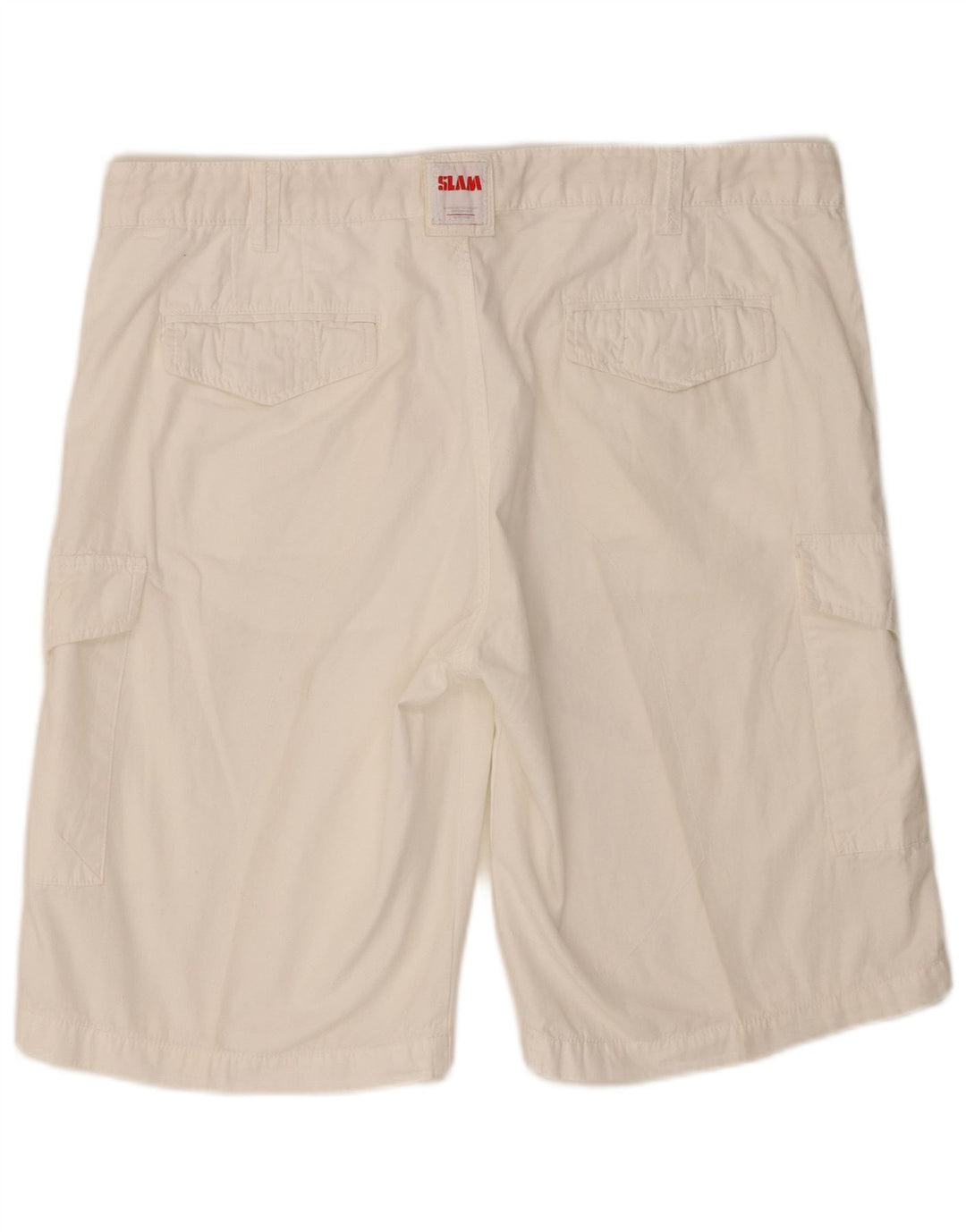 Slam Mens Cargo Shorts W38 XL Algodão Branco