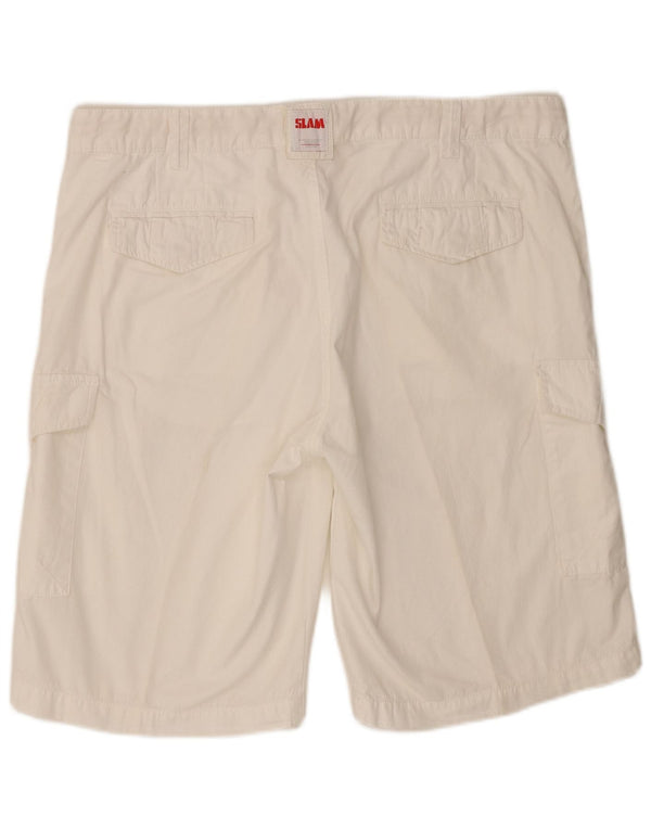 Slam Mens Cargo Shorts W38 XL Algodão Branco