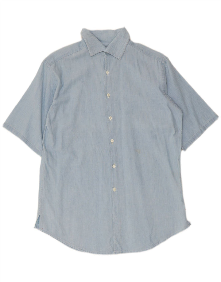 Camisa feminina Ralph Lauren de manga curta grande tamanho US 4 algodão azul pequeno