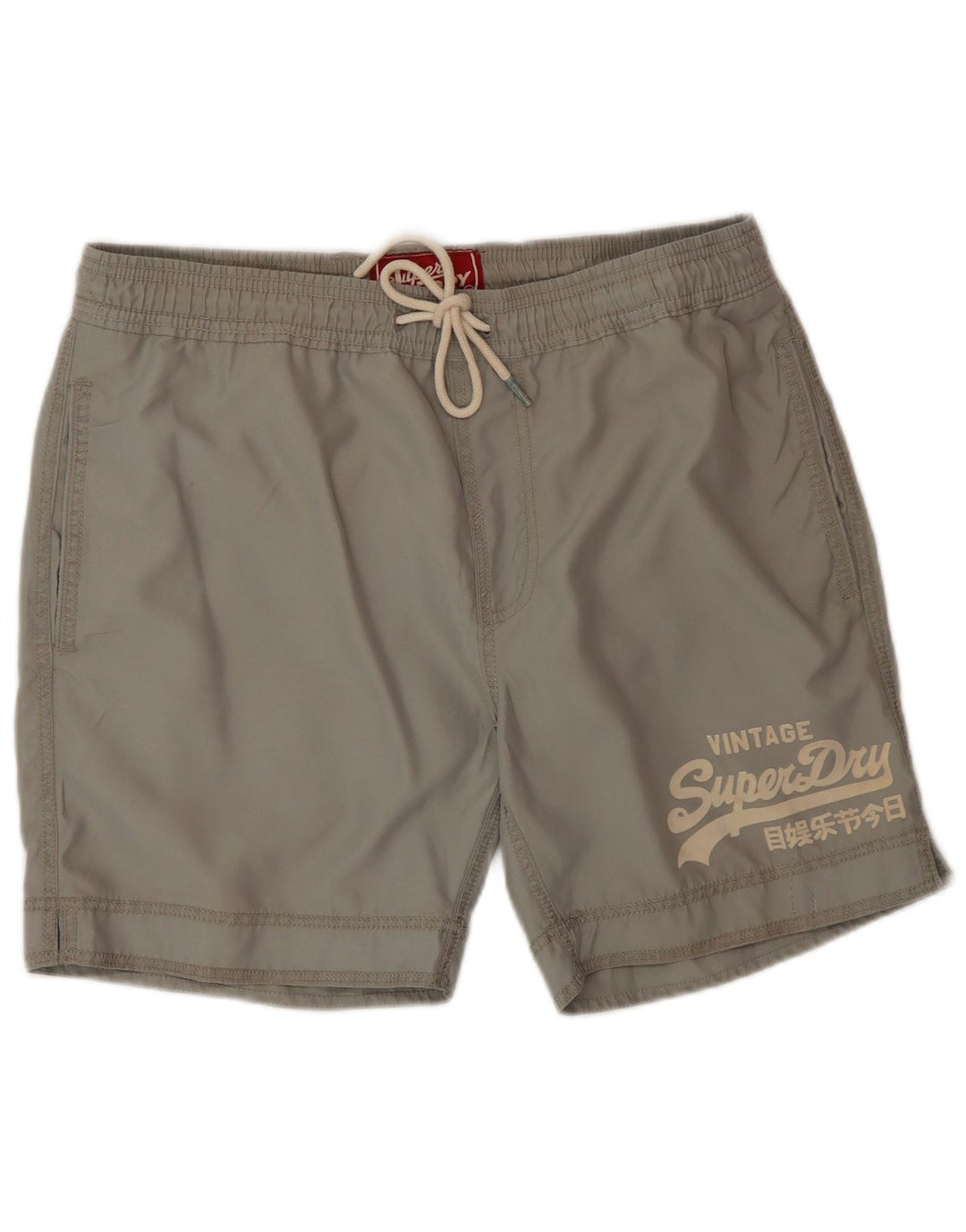 Shorts de natação masculino Superdry Graphic cinza médio poliéster