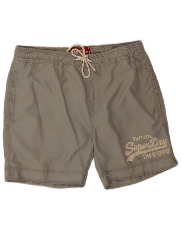 Shorts de natação masculino Superdry Graphic cinza médio poliéster