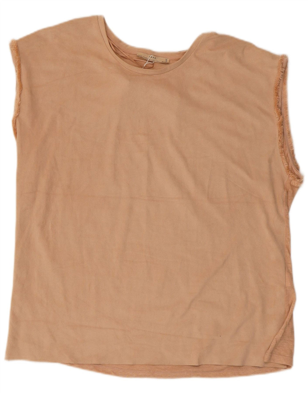 Zara Womens Vest Top UK 16 Grande Poliéster Bege