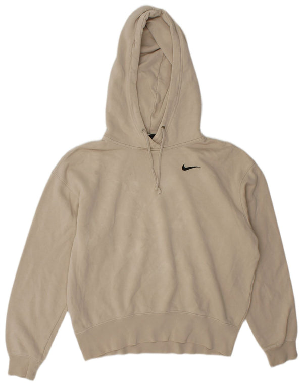 Nike Womens Oversized Hoodie Jumper UK 6 XS Bege Algodão