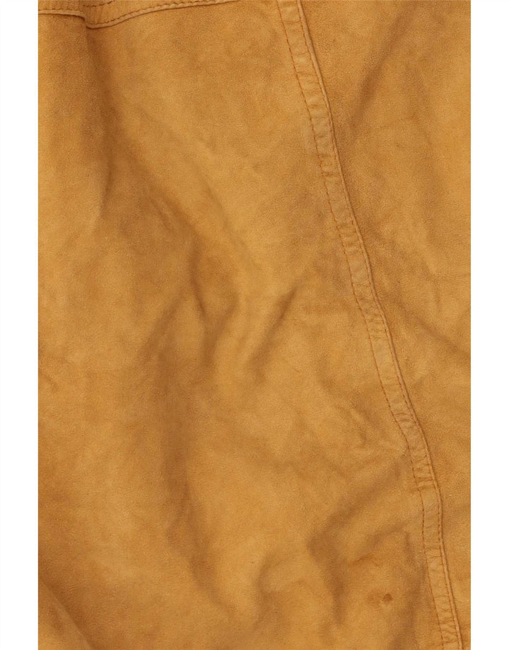 Jaqueta bomber masculina vintage de camurça IT 50 couro bege grande