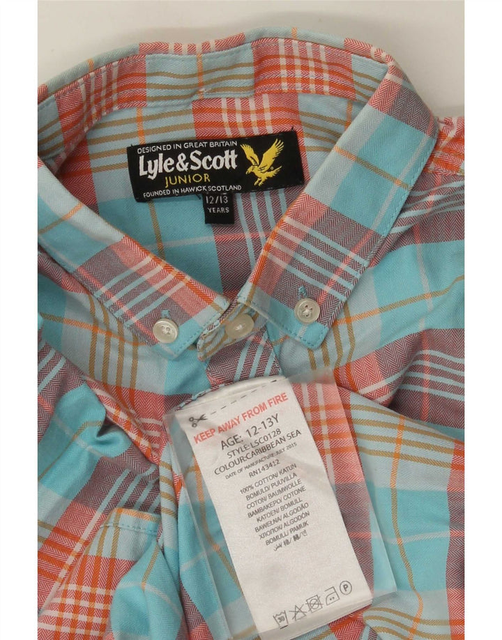 Lyle & Scott Camisa masculina de manga curta 12-13 anos algodão xadrez multicolorido