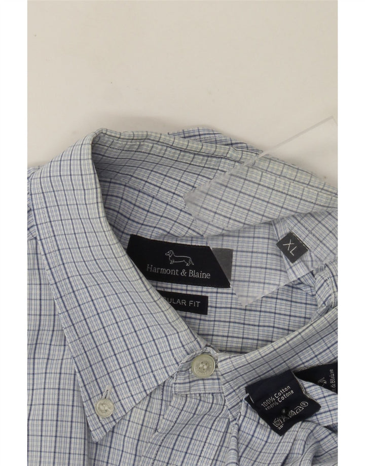 Camisa masculina de ajuste regular Harmont & Blaine XL azul algodão guingão