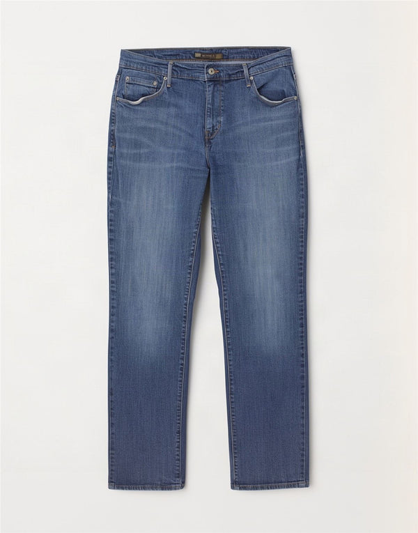 Calça jeans feminina Levi's 505 Straight US 14 XL W32 L32 azul algodão