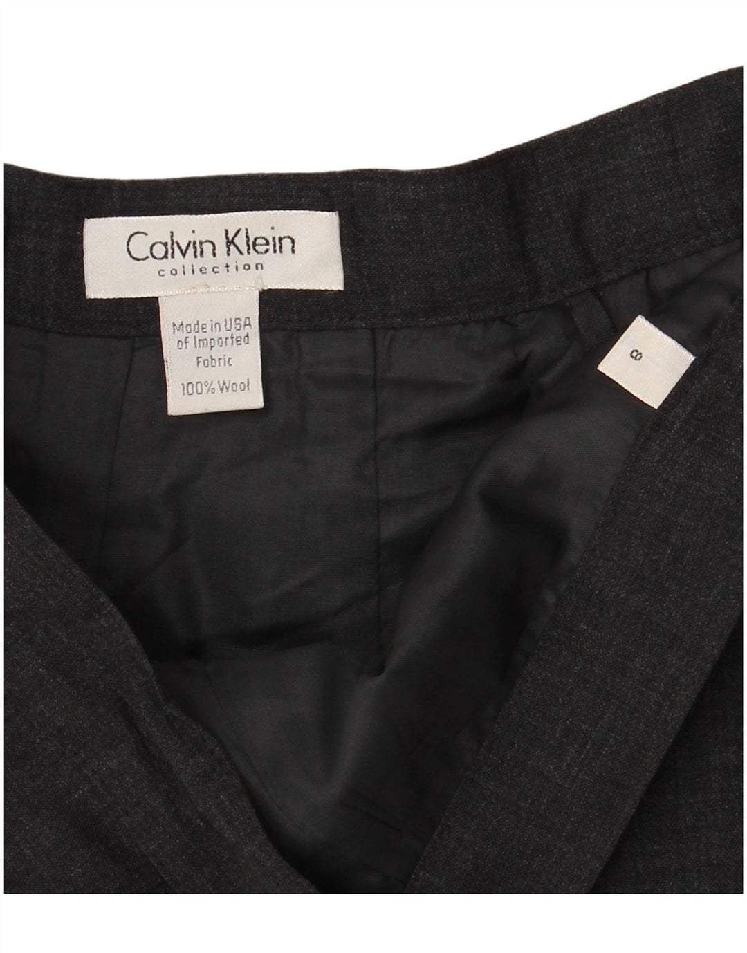 Saia reta feminina CALVIN KLEIN EUA 8 médio W26 lã cinza