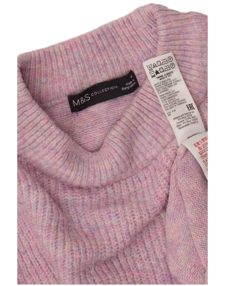 Suéter feminino Marks & Spencer com gola redonda Reino Unido 14 médio rosa manchado