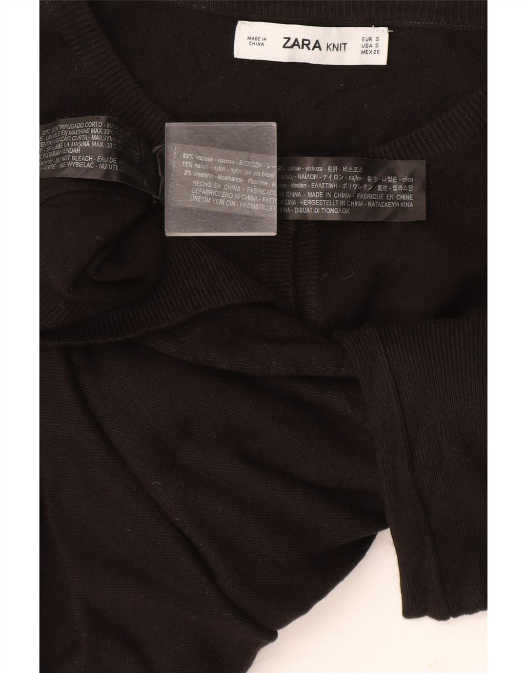 Suéter cardigã feminino Zara Reino Unido 10 pequeno viscose preta
