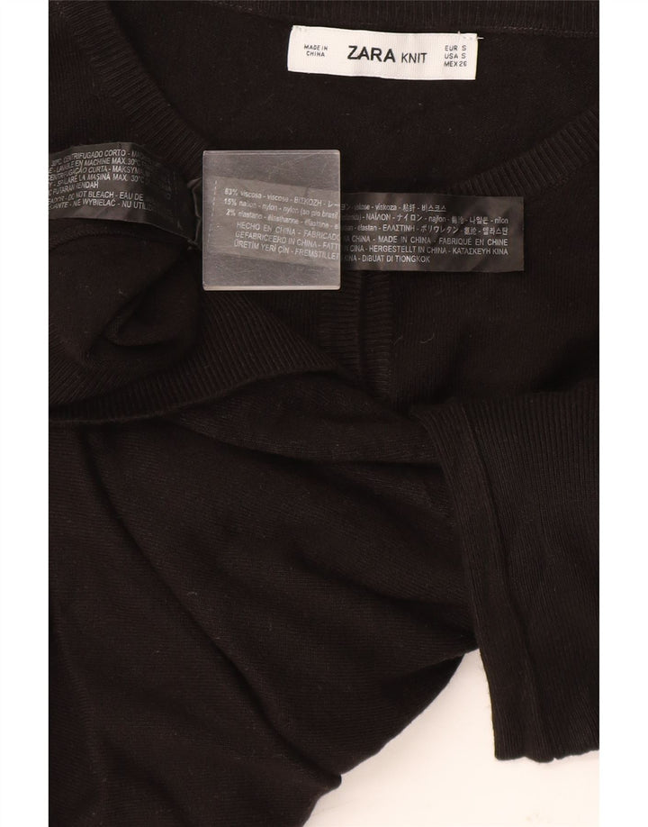 Suéter cardigã feminino Zara Reino Unido 10 pequeno viscose preta
