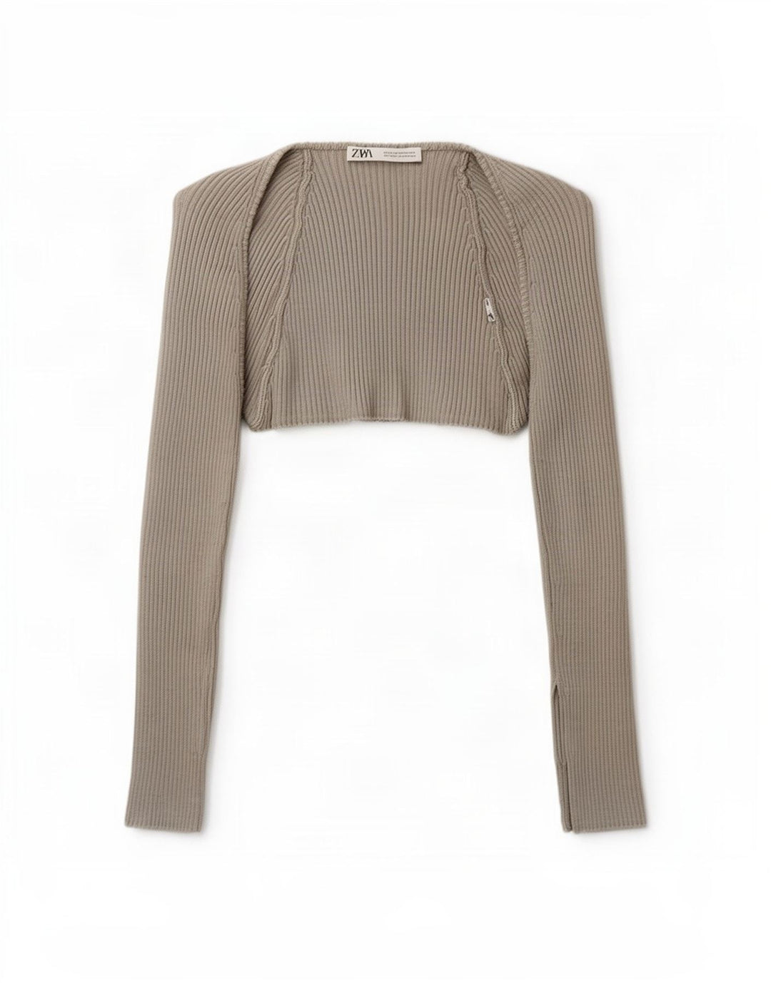 Zara Womens Crop Open Bolero Top Reino Unido 12 Médio Cinza