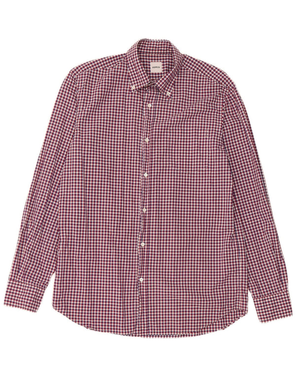 Camisa masculina Aspesi tamanho 41 16 grande algodão vermelho guingão
